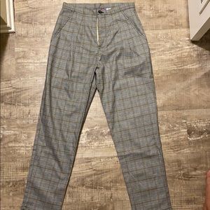 Urban Renewal Grey Plaid Pants high waist